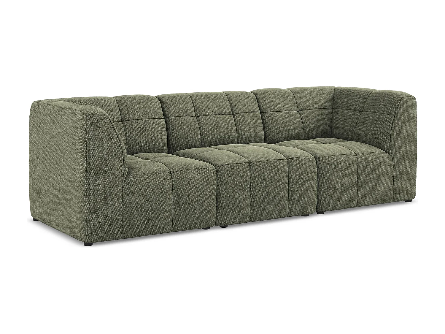 Modulares 3-Sitzer Sofa - - Bouclé - Olive - ALOHA