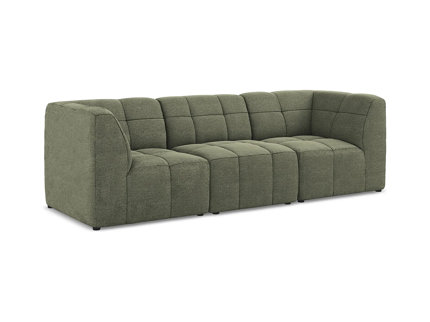 Modulares 3-Sitzer Sofa - - Bouclé - Olive - ALOHA