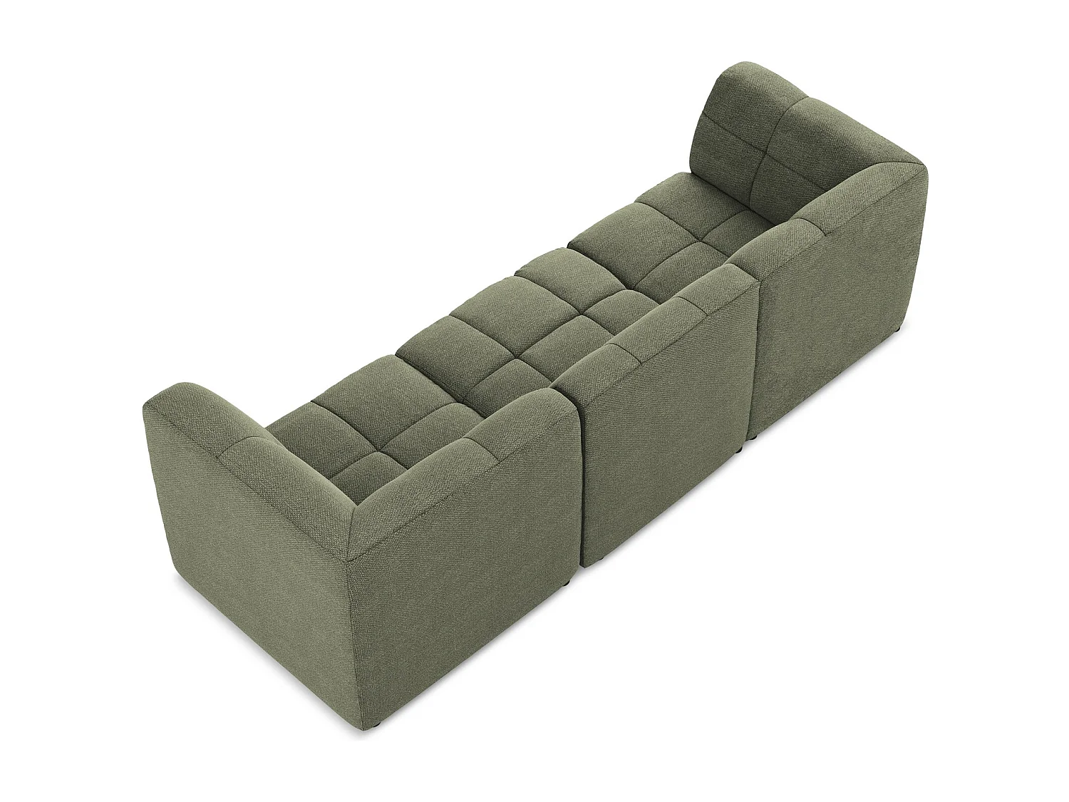 Canapé modulable 3 places en tissu bouclette - olive - ALOHA