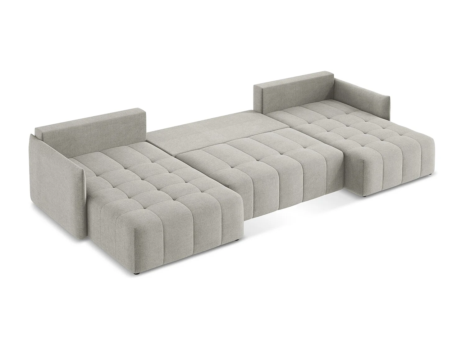 Canapé panoramique 5 places en tissu texturé - gris clair - MOKU