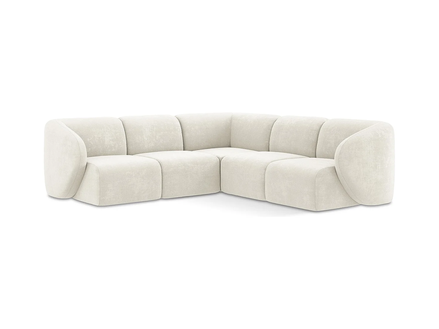 Modulares Ecksofa - - Chenille - Weiß - LANI