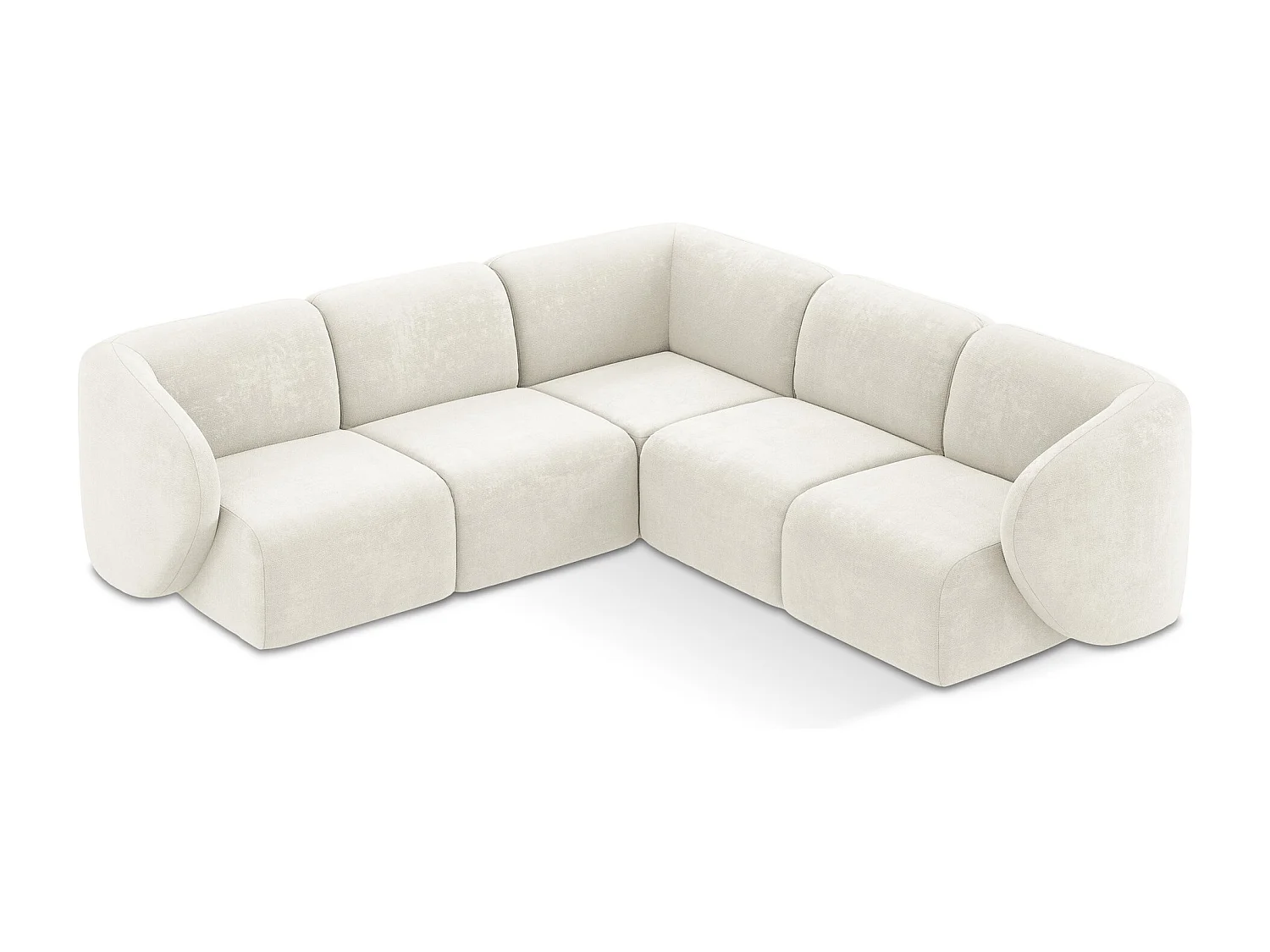 Modułowy narożnik - z tkaniny szenilowej - biały - LANI