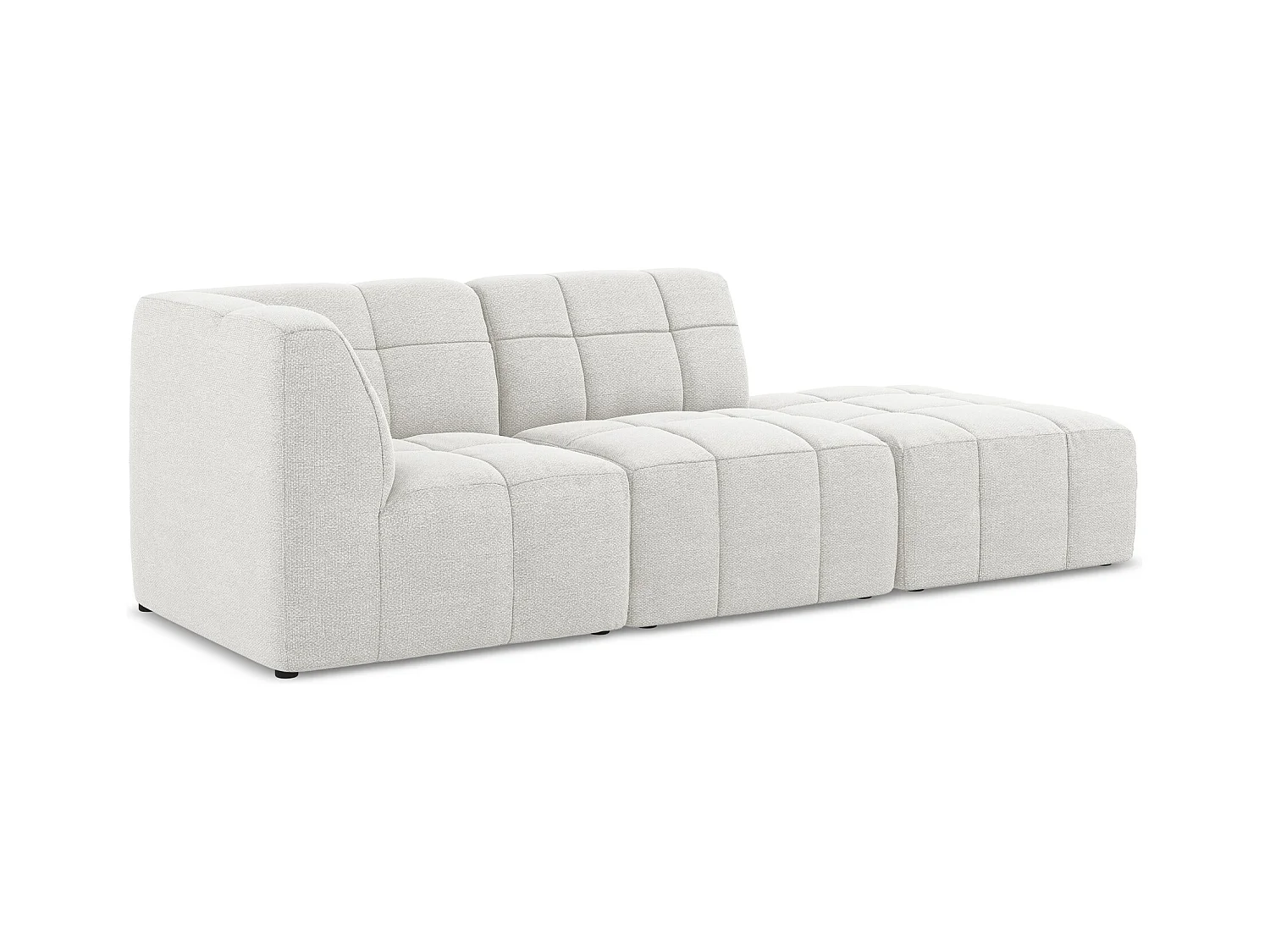 3-Sitzer Modulares Ecksofa - Ecke Rechts - Bouclé - Weiß - ALOHA