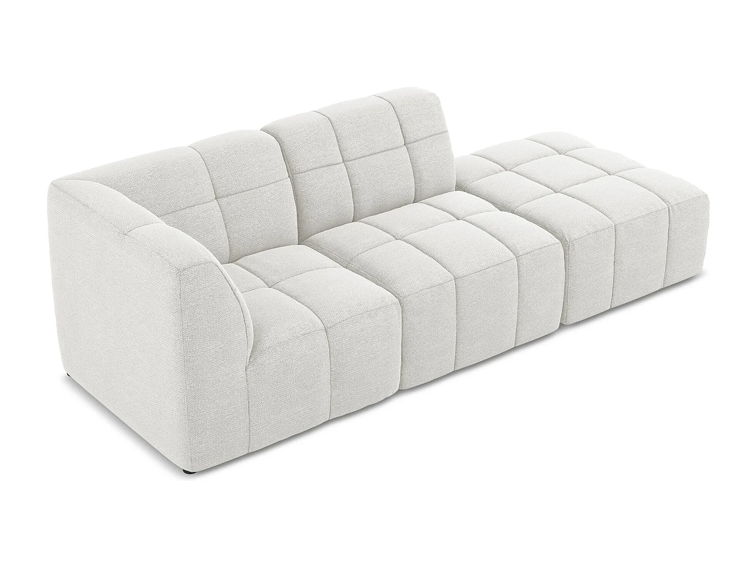 Canapé d'angle 3 places modulaire droit en tissu bouclette - blanc - ALOHA