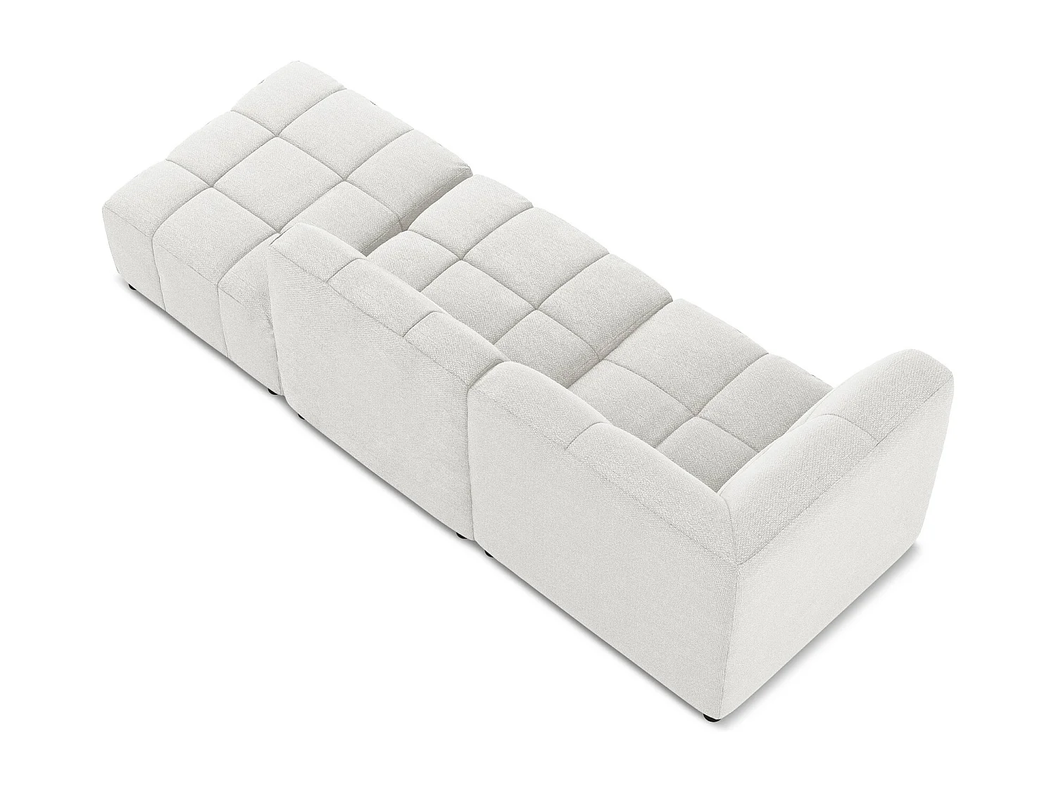 Canapé d'angle 3 places modulaire droit en tissu bouclette - blanc - ALOHA