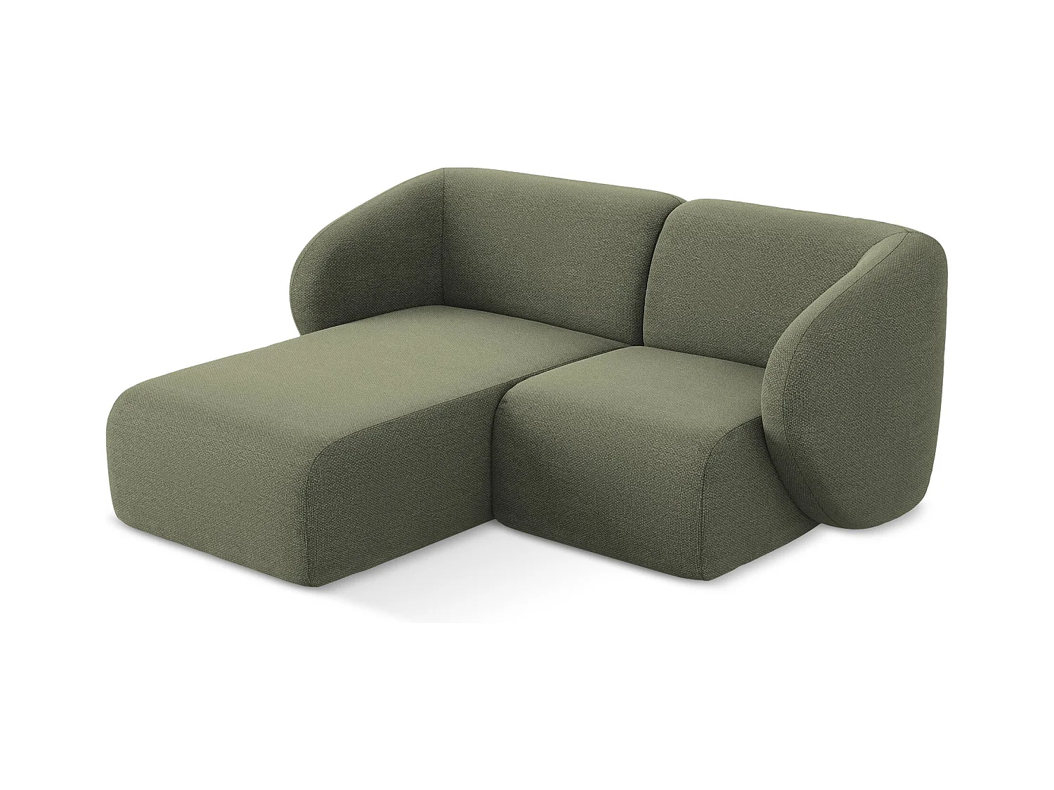 2,5-Sitzer Modulares Ecksofa - Ecke Links - Bouclé - Olive - LANI