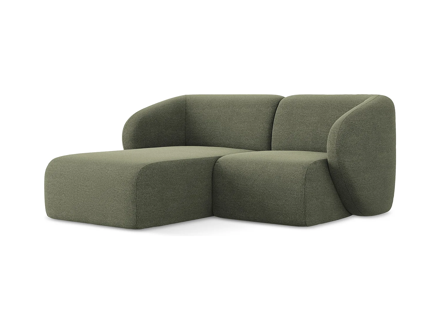 2,5-Sitzer Modulares Ecksofa - Ecke Links - Bouclé - Olive - LANI