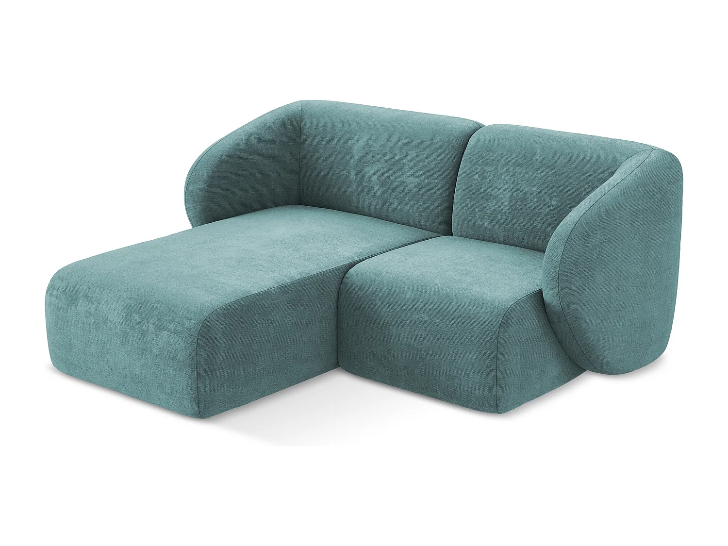 Canapé d'angle 2,5 places modulaire gauche en tissu chenille - jeans - LANI