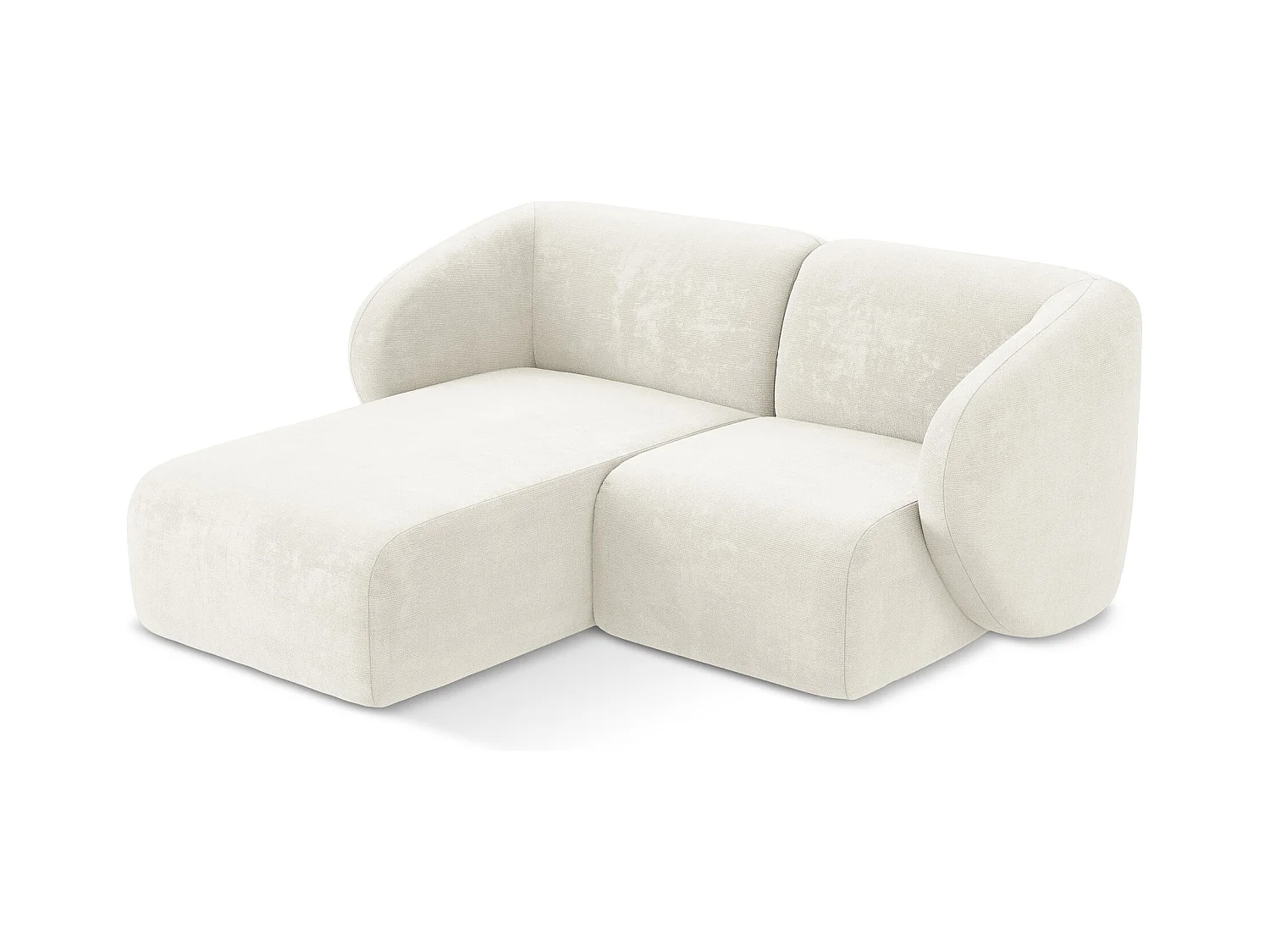 Canapé d'angle 2,5 places modulaire gauche en tissu chenille - blanc - LANI