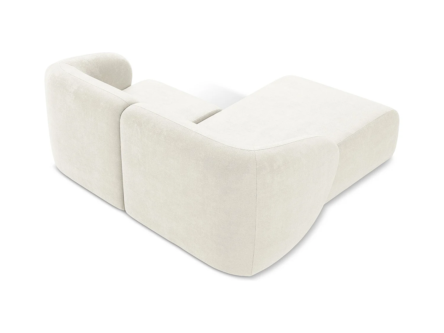 Canapé d'angle 2,5 places modulaire gauche en tissu chenille - blanc - LANI