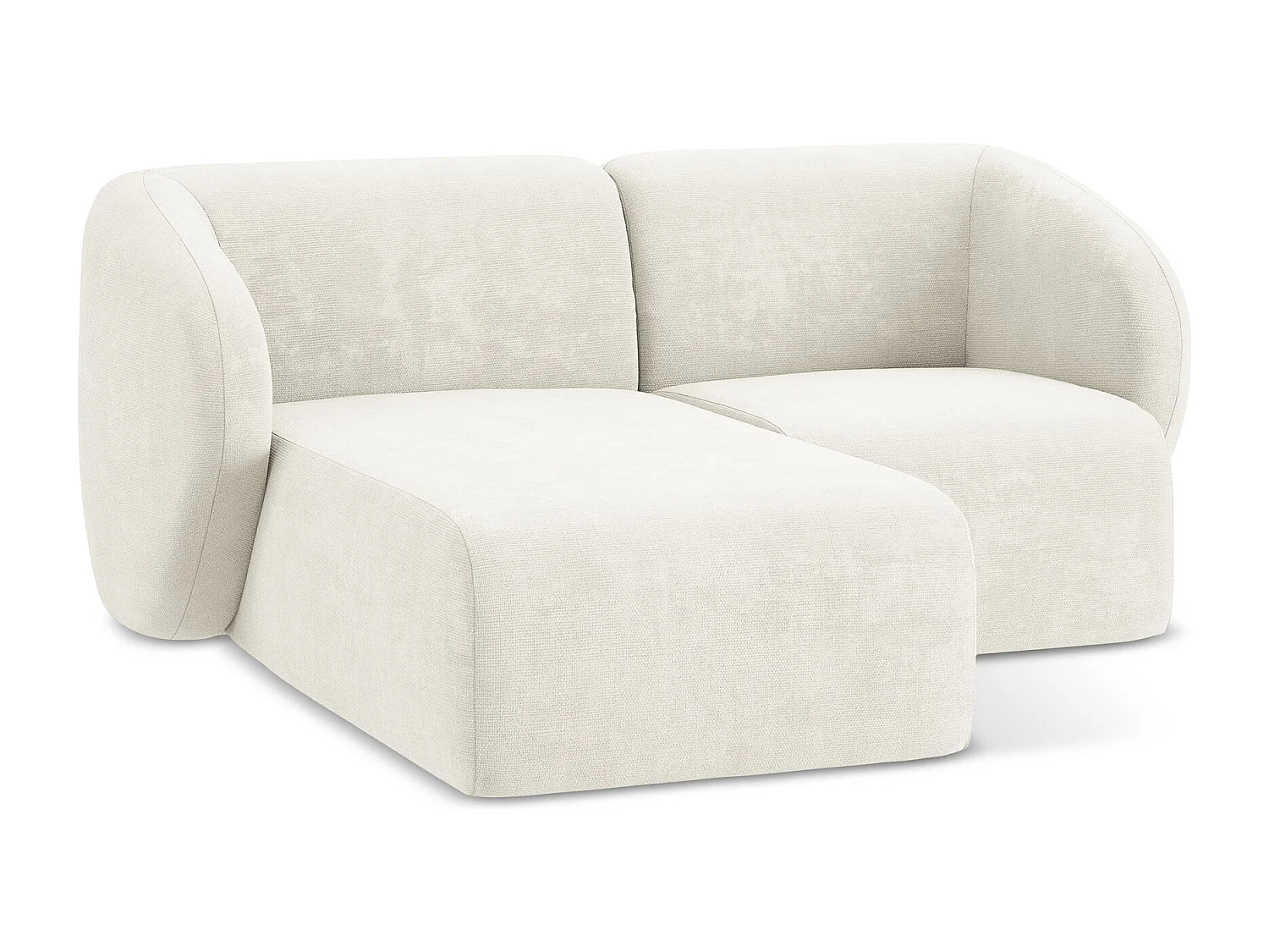 Canapé d'angle 2,5 places modulaire gauche en tissu chenille - blanc - LANI