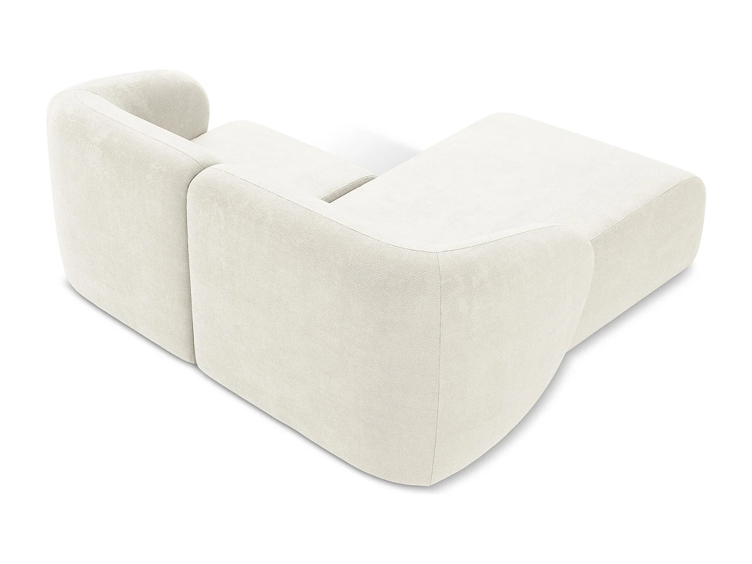 Canapé d'angle 2,5 places modulaire gauche en tissu chenille - blanc - LANI