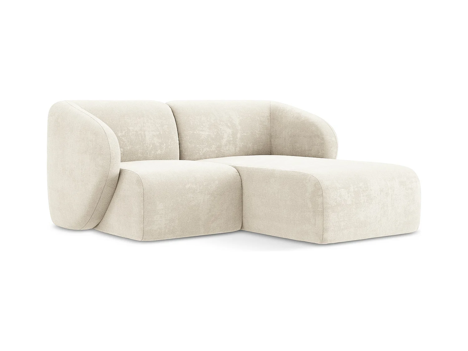Canapé d'angle 2,5 places modulaire droit en tissu chenille - beige clair - LANI