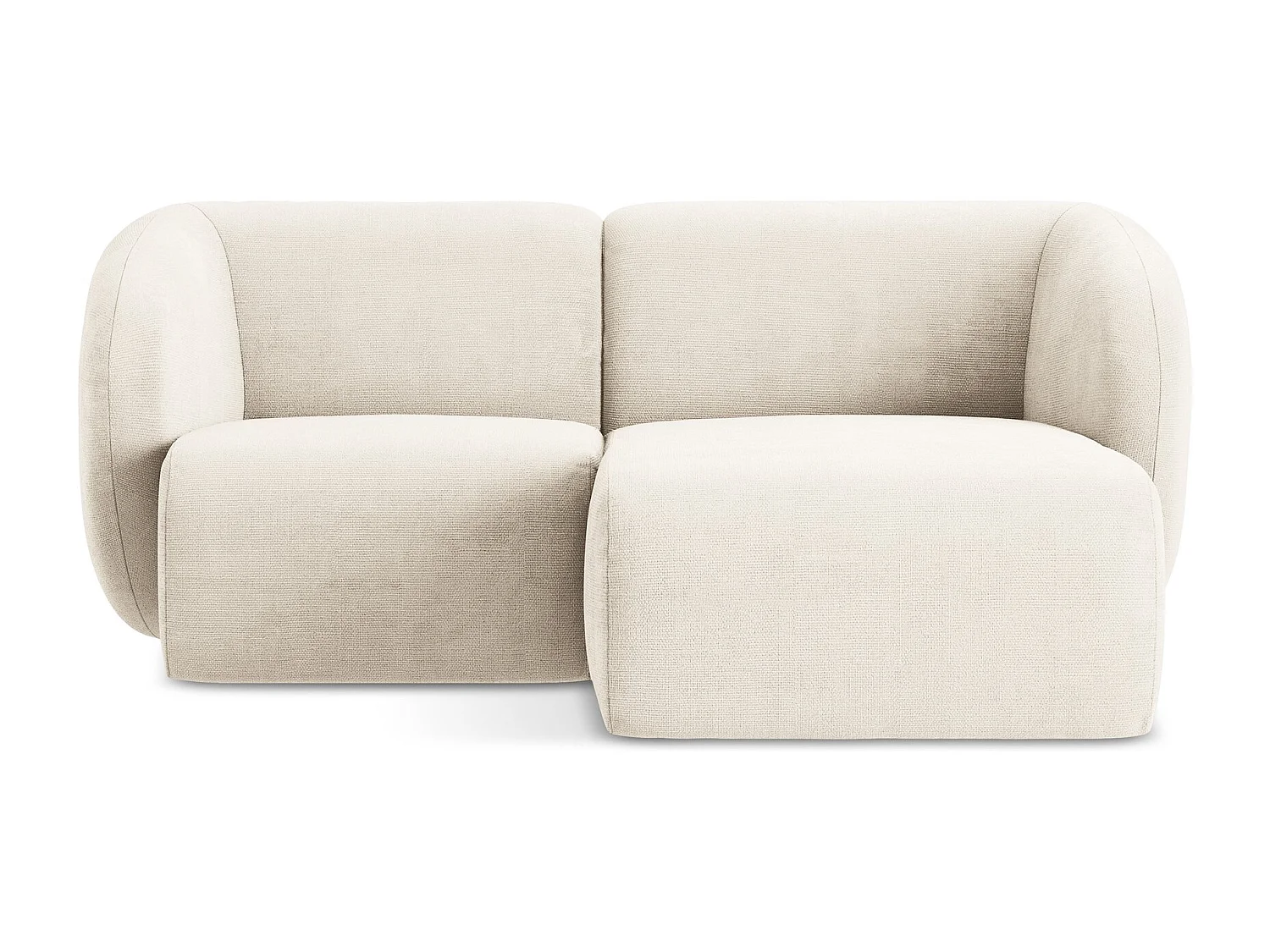 Canapé d'angle 2,5 places modulaire droit en tissu chenille - beige clair - LANI