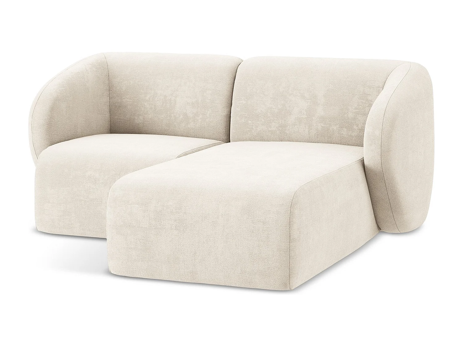 Canapé d'angle 2,5 places modulaire droit en tissu chenille - beige clair - LANI