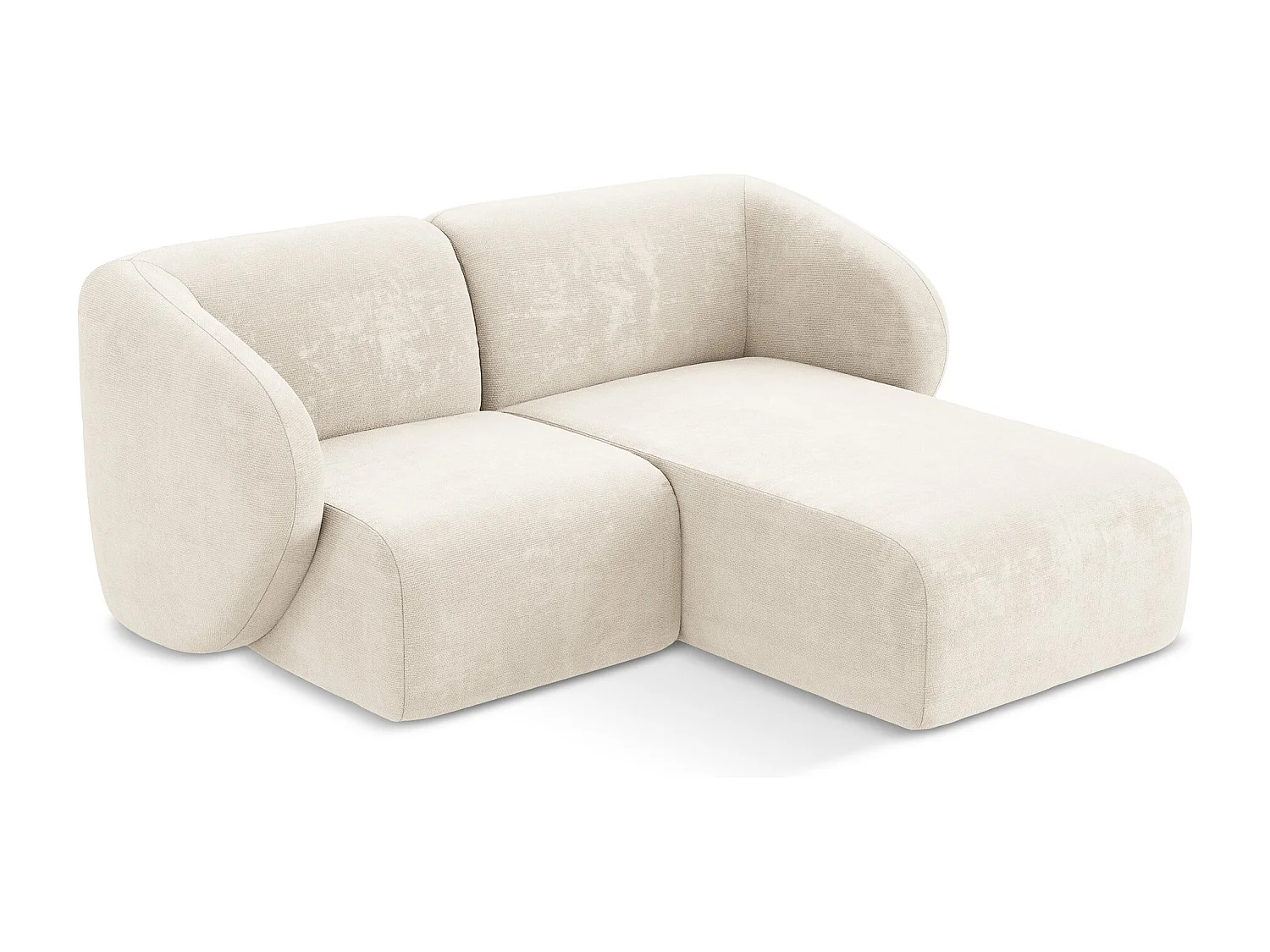 Canapé d'angle 2,5 places modulaire droit en tissu chenille - beige clair - LANI