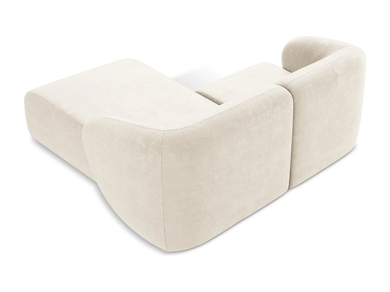 Canapé d'angle 2,5 places modulaire droit en tissu chenille - beige clair - LANI