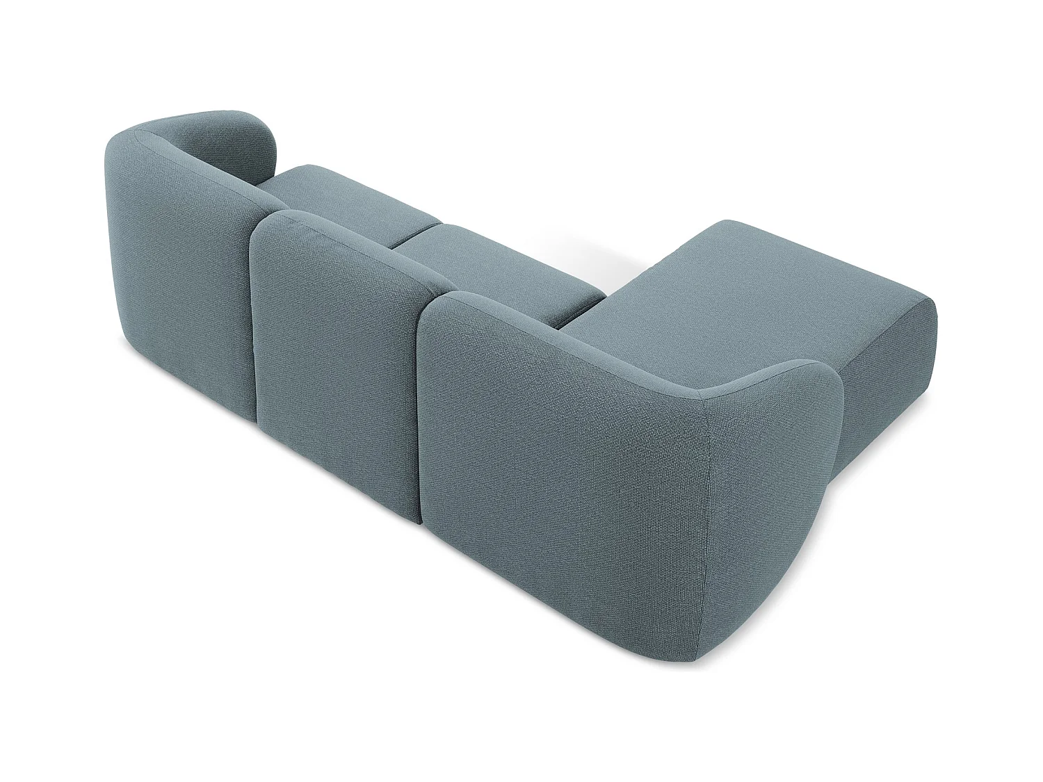 Canapé d'angle 3 places modulaire gauche en tissu bouclette - jeans - LANI