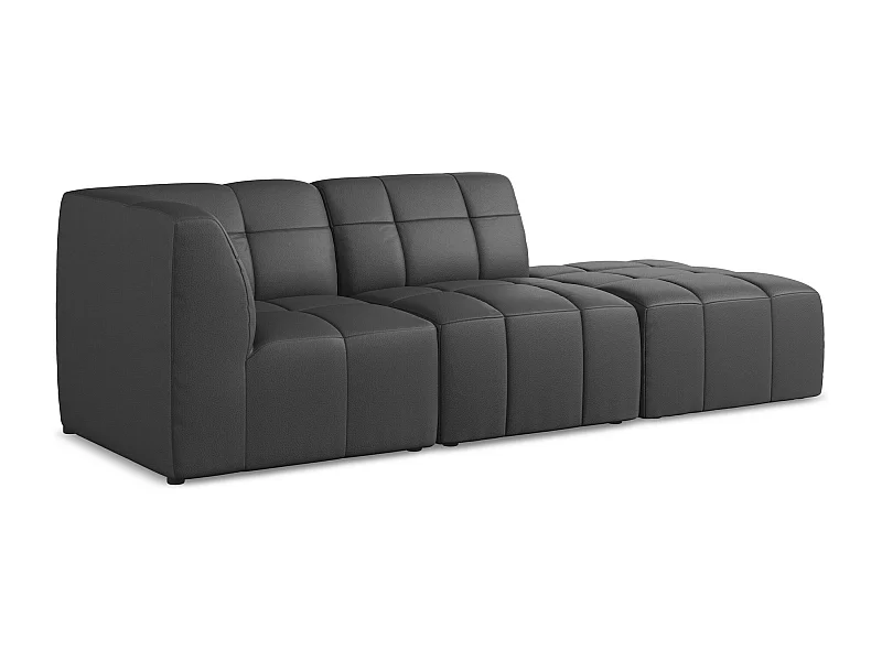 3-Sitzer Modulares Ecksofa - Ecke Rechts - Kunstleder - Grau - ALOHA