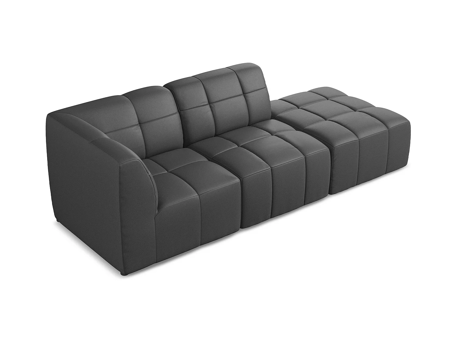 Modulaire hoekbank rechts van grijs kunstleer - ALOHA