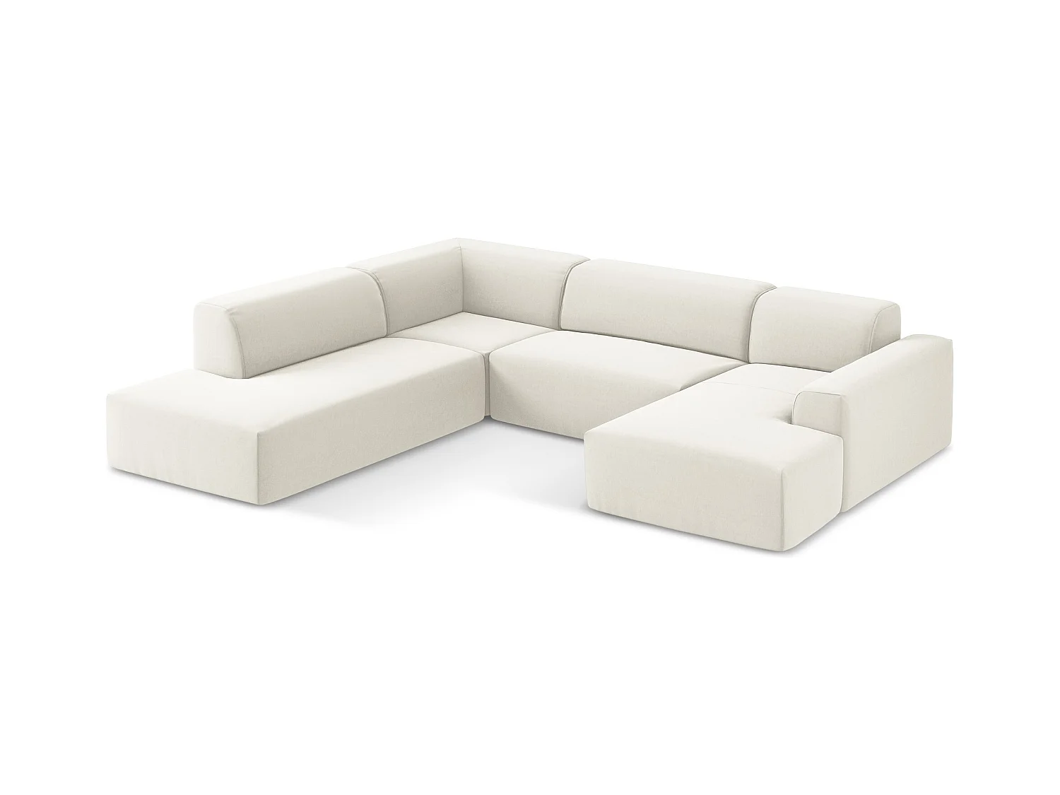 Panoramische hoekbank links van lichtbeige velours - KELI