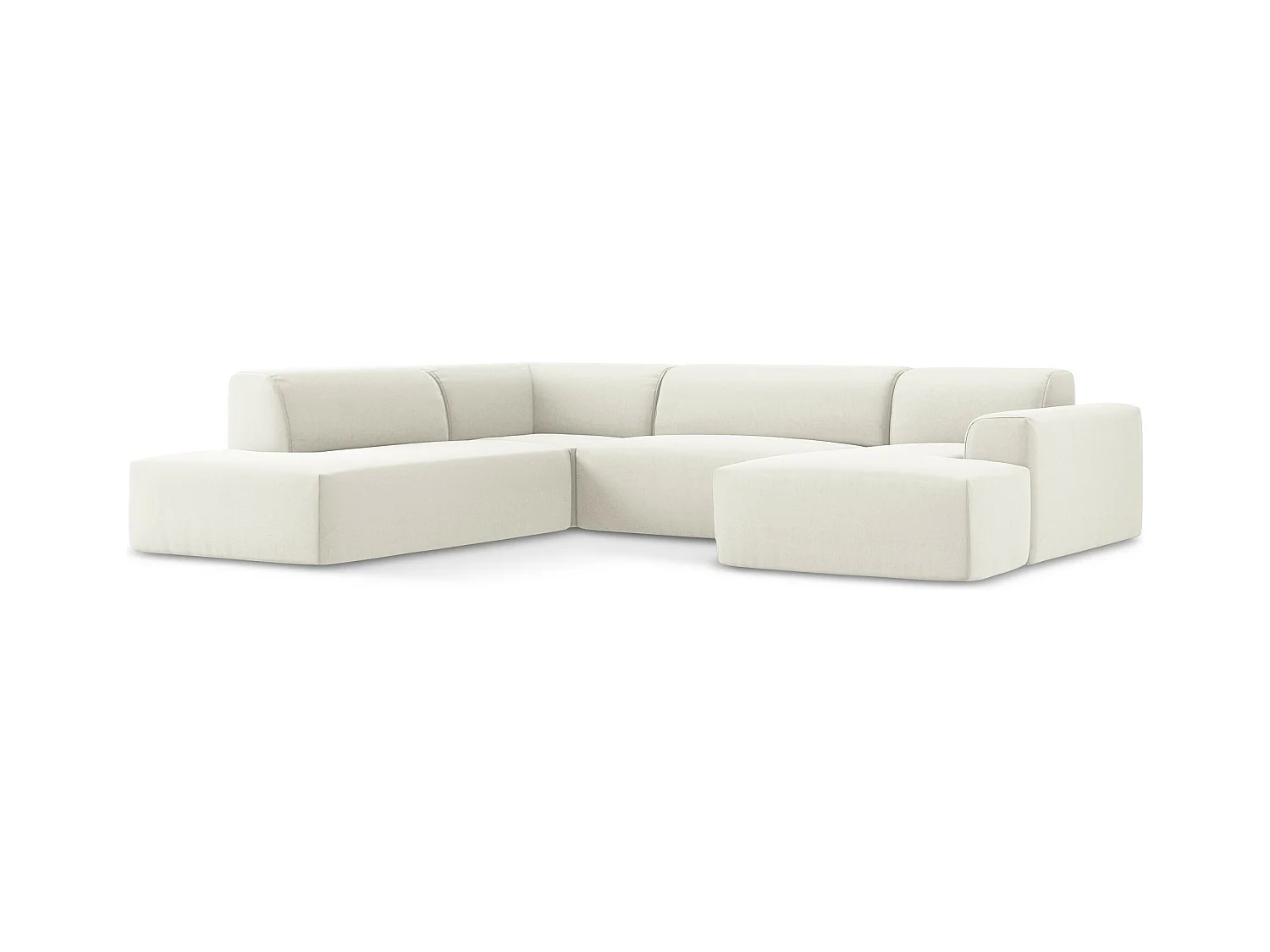 Große Wohnlandschaft Links - - Samt - Hell beige - KELI
