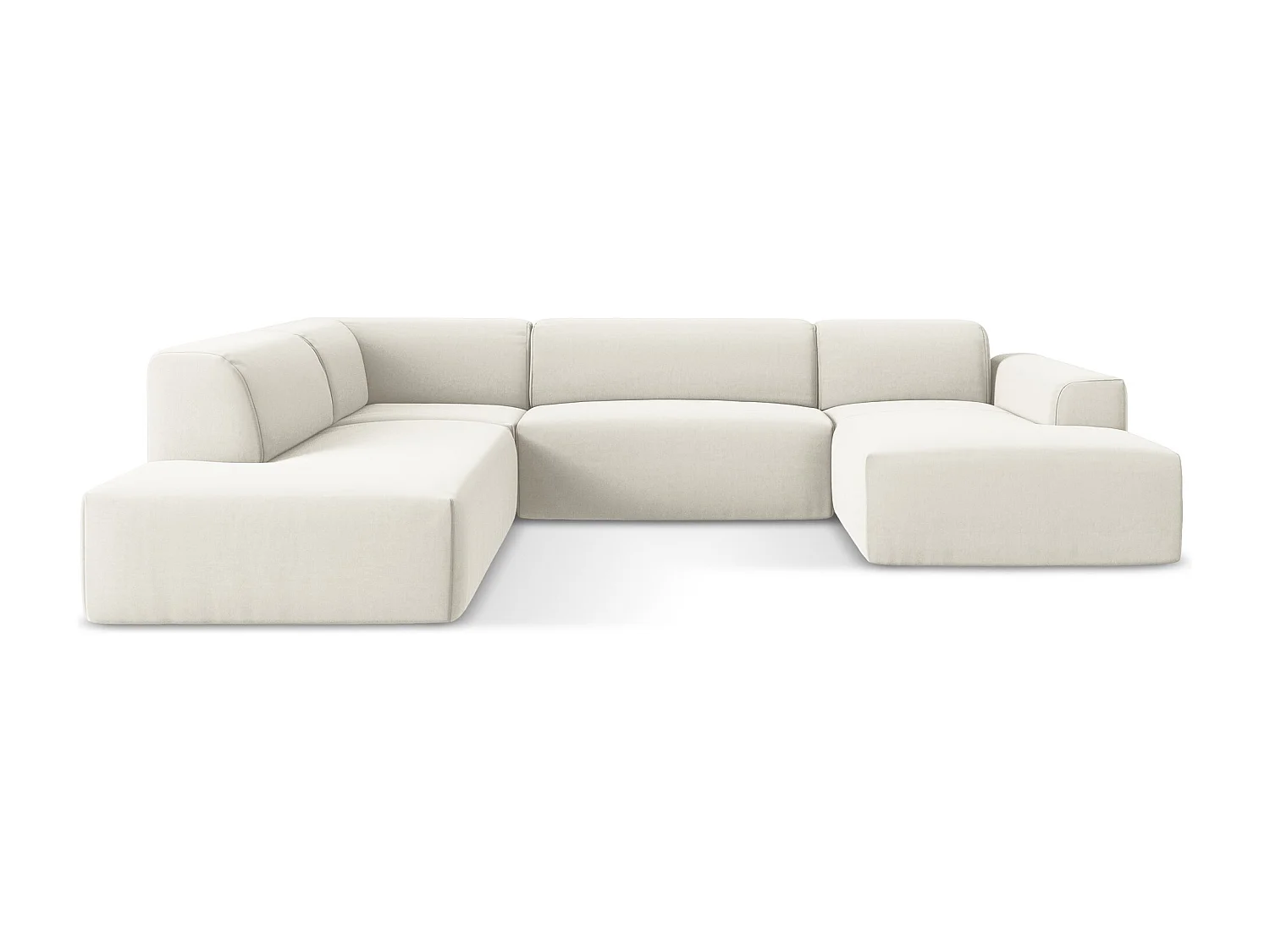 Sofa panoramiczna lewa - z tkaniny welwetowej - jasny beż - KELI