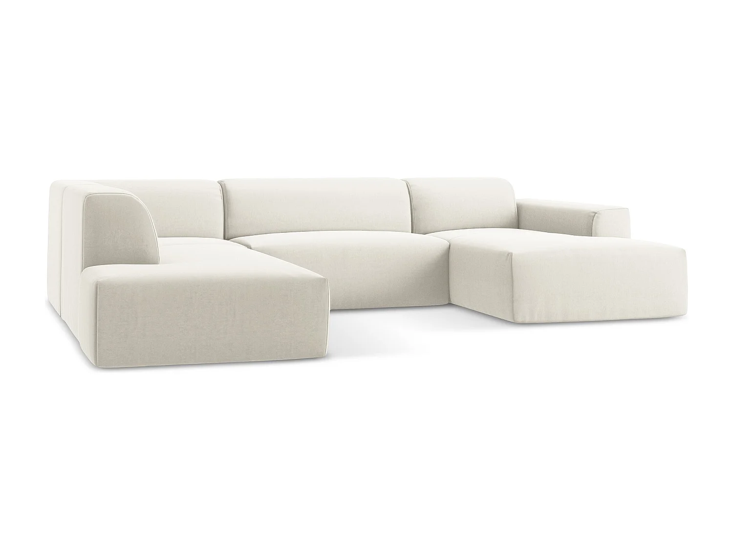 Sofa panoramiczna lewa - z tkaniny welwetowej - jasny beż - KELI