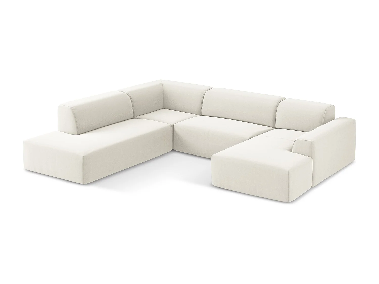 Sofa panoramiczna lewa - z tkaniny welwetowej - jasny beż - KELI