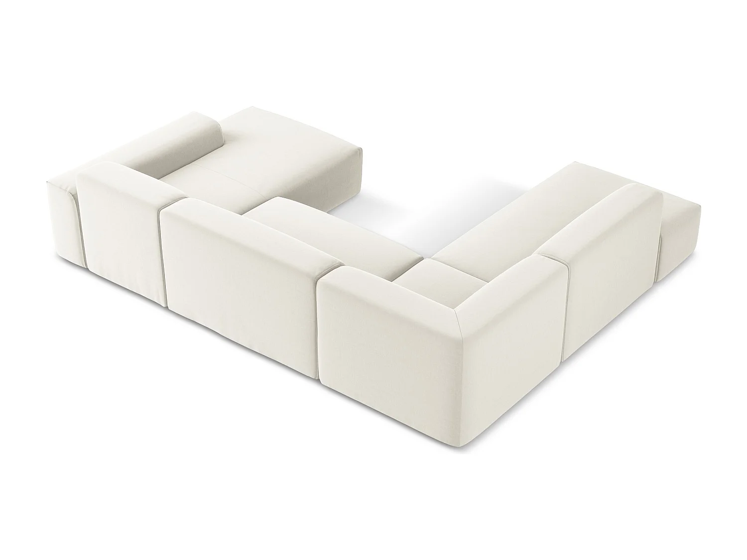 Sofa panoramiczna lewa - z tkaniny welwetowej - jasny beż - KELI