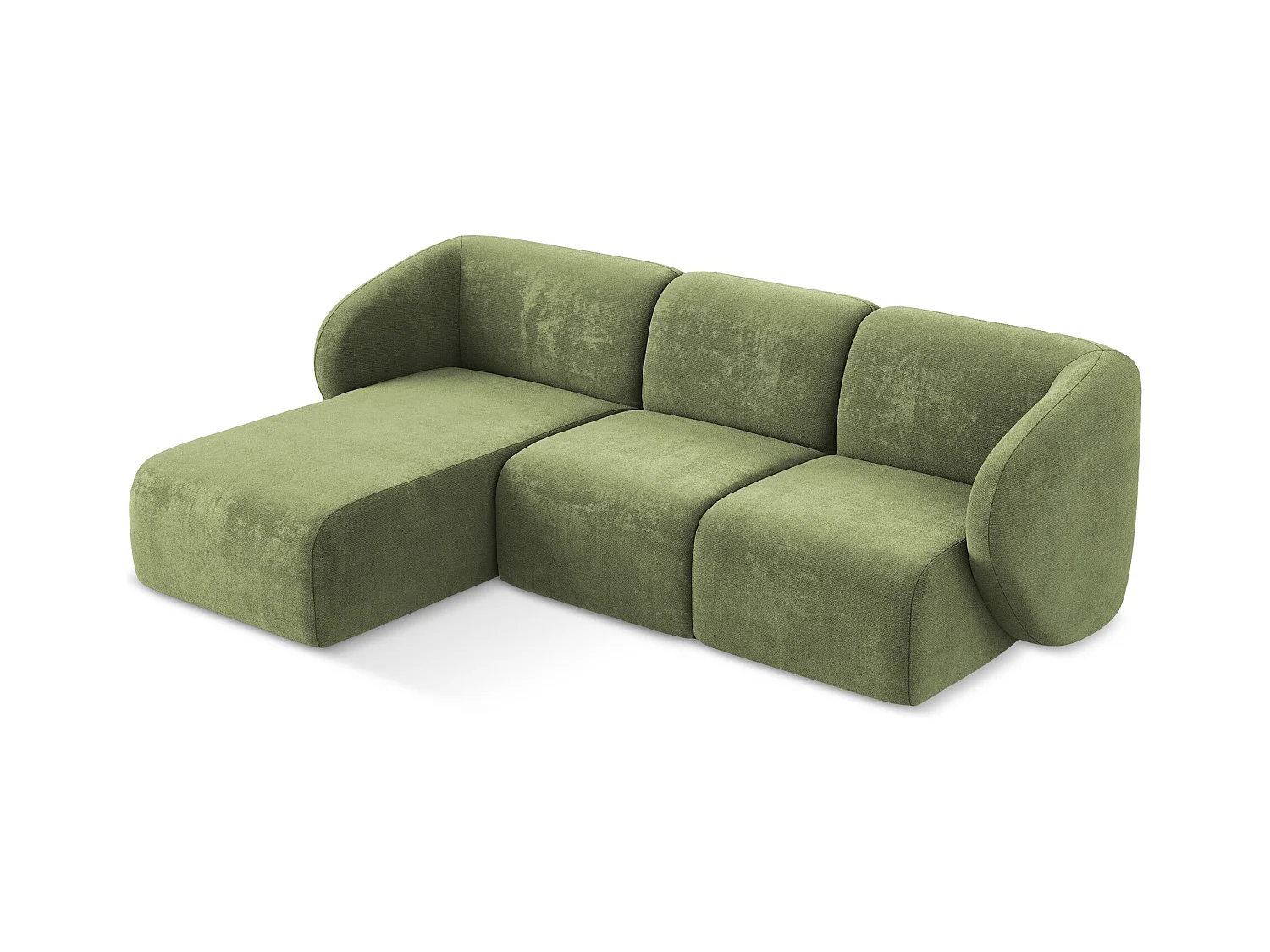 Narożnik lewostronny - z tkaniny szenilowej - zielony - LANI