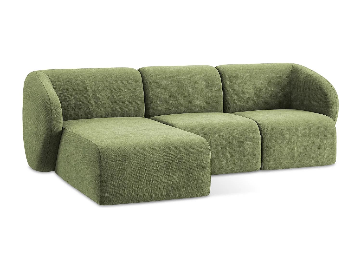 3-Sitzer Modulares Ecksofa - Ecke Links - Chenille - Grün - LANI