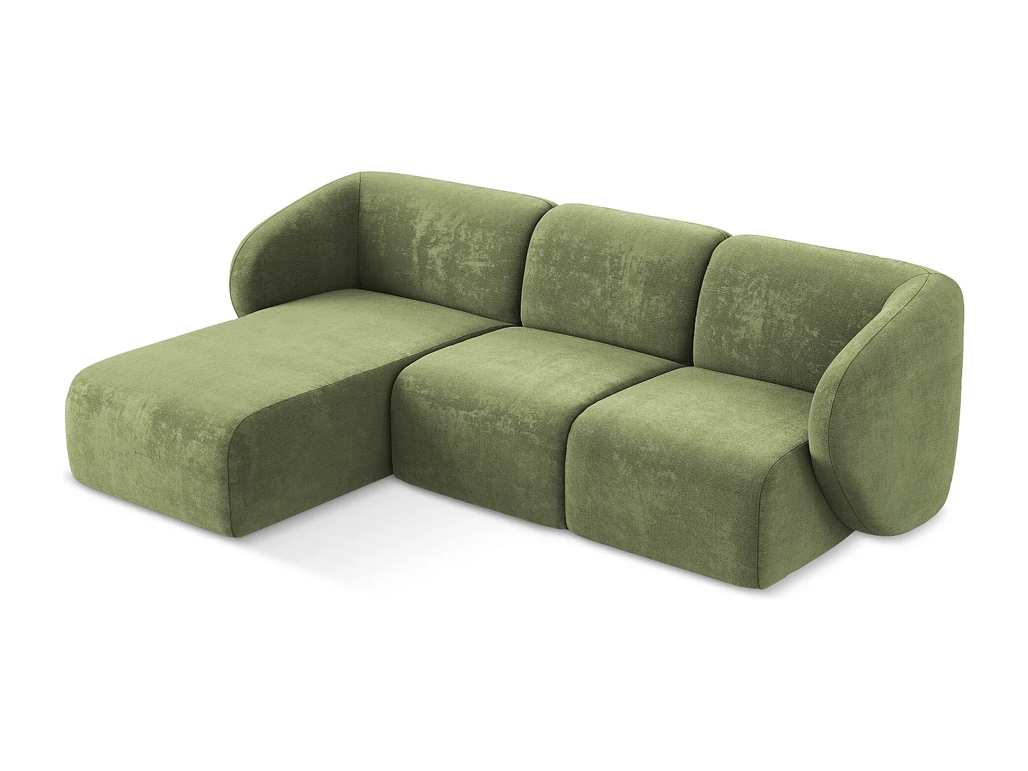 3-Sitzer Modulares Ecksofa - Ecke Links - Chenille - Grün - LANI