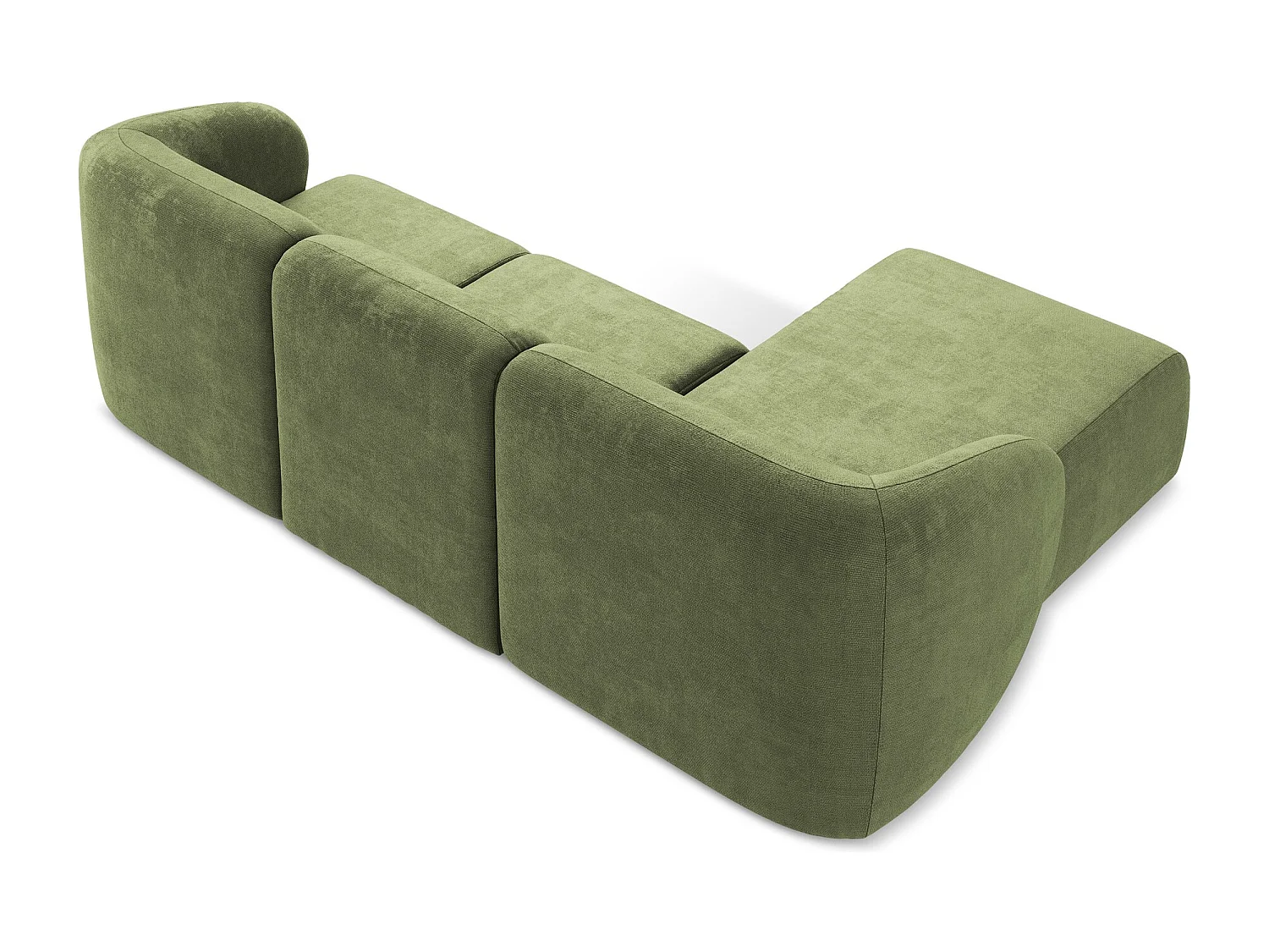 3-Sitzer Modulares Ecksofa - Ecke Links - Chenille - Grün - LANI