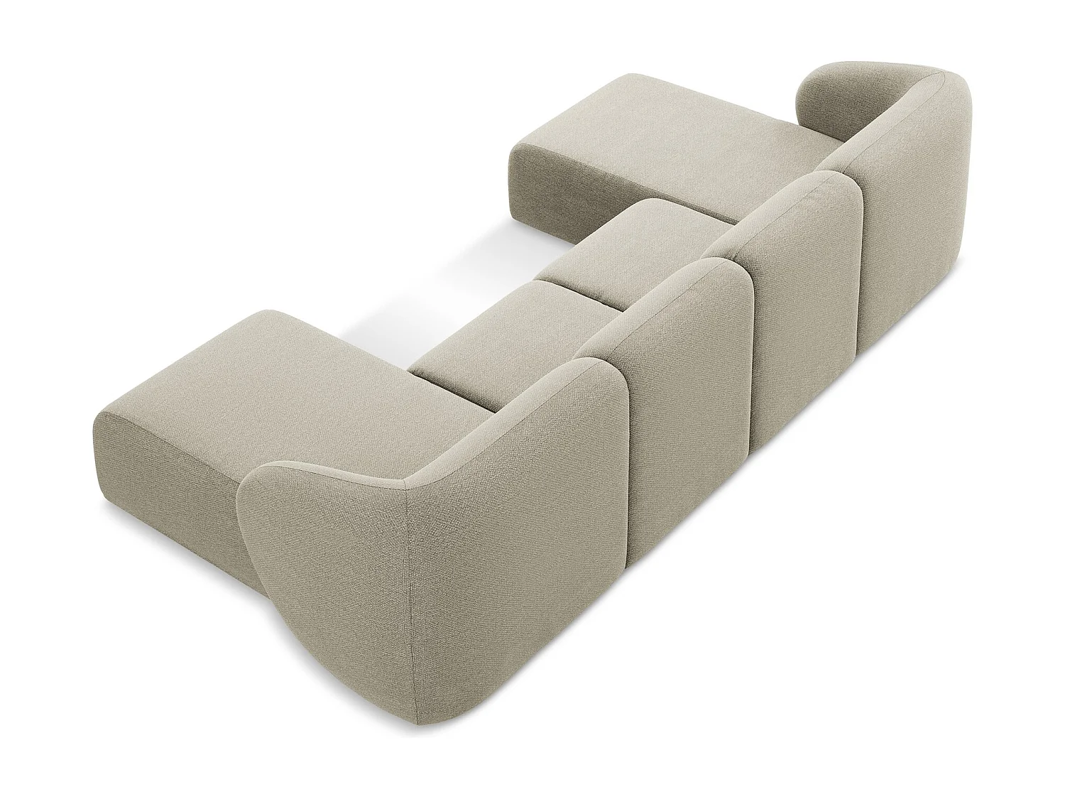 Panoramische hoekbank van taupe bouclé - LANI