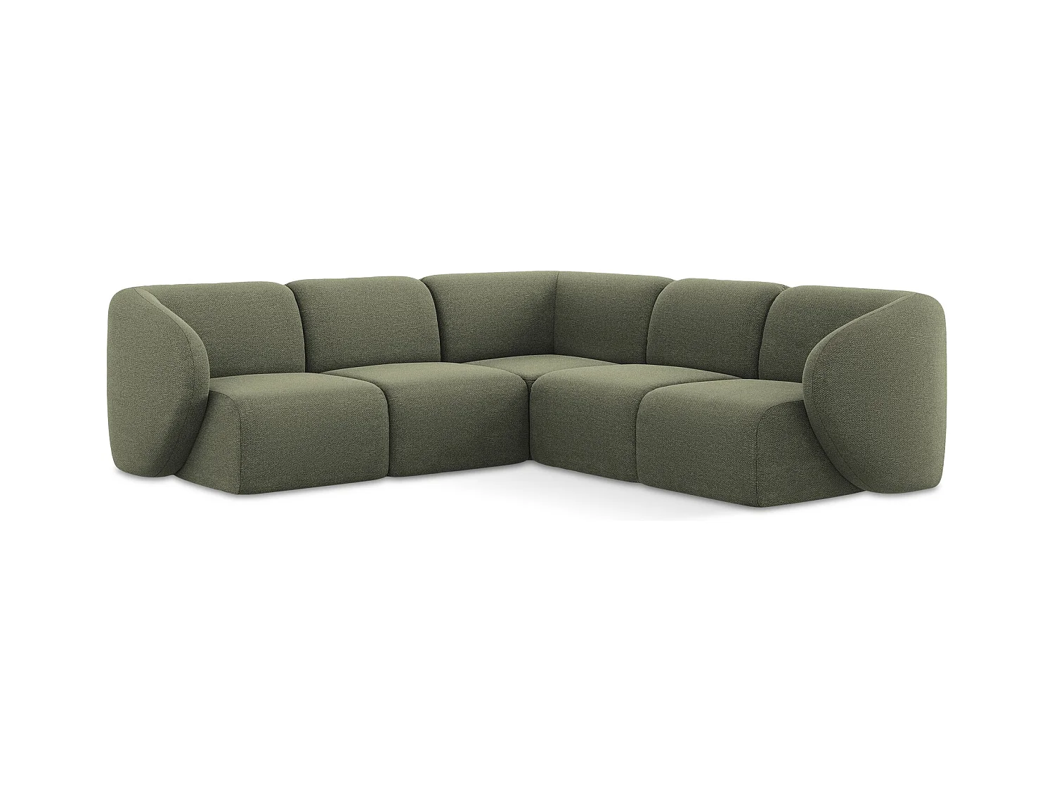 Modulaire hoekbank van olijfgroen bouclé - LANI