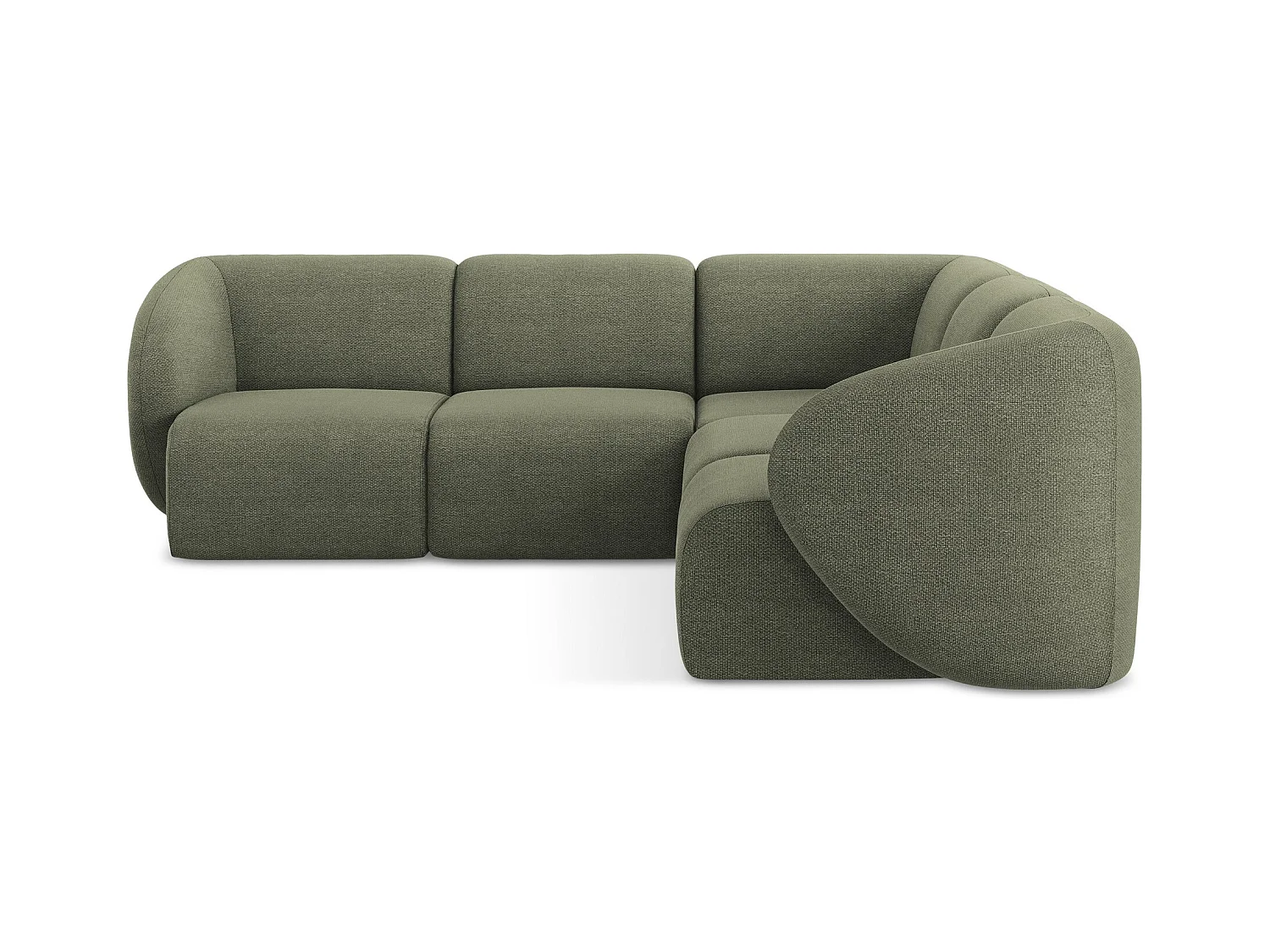 Modulaire hoekbank van olijfgroen bouclé - LANI