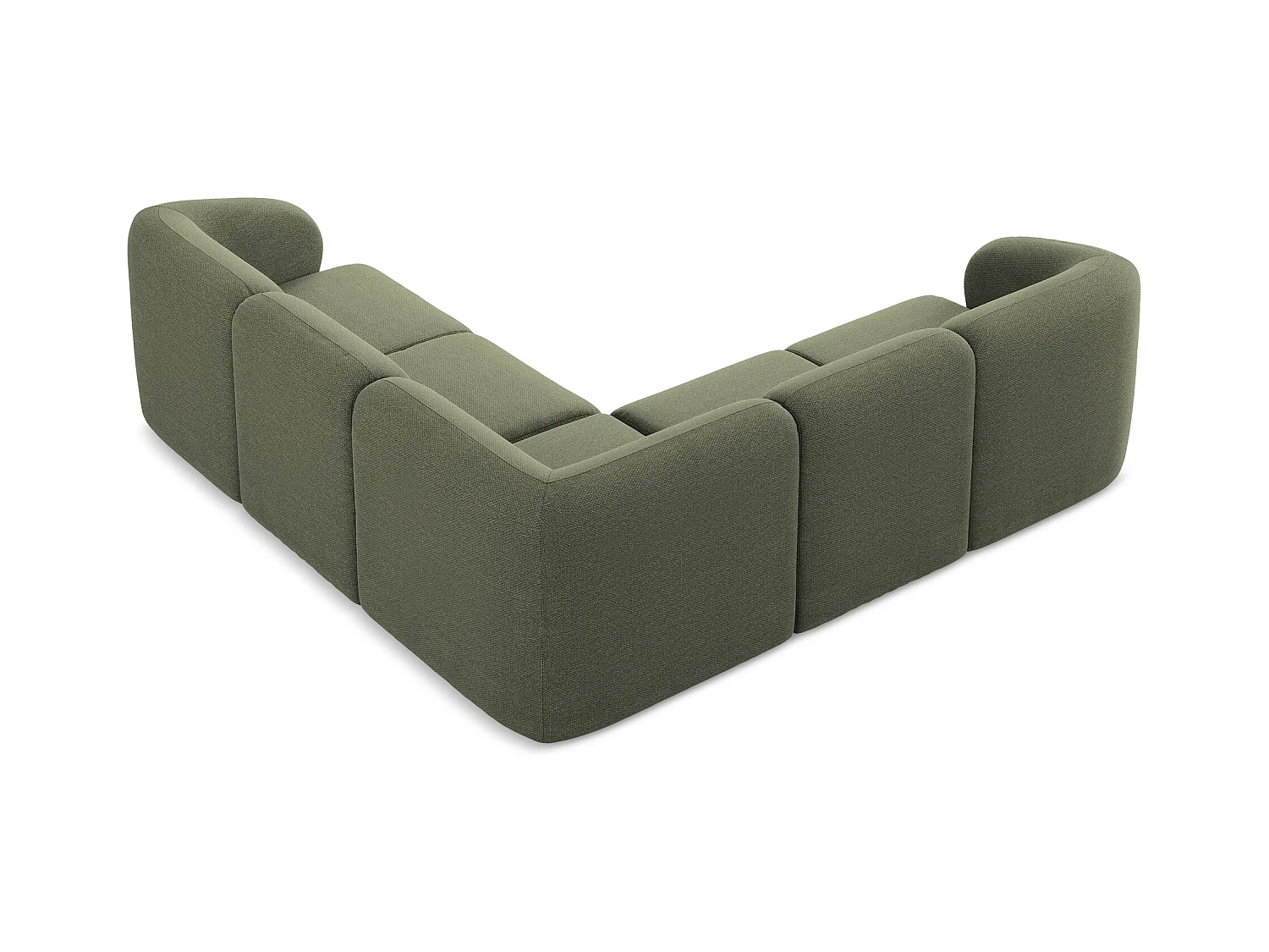 Modulaire hoekbank van olijfgroen bouclé - LANI