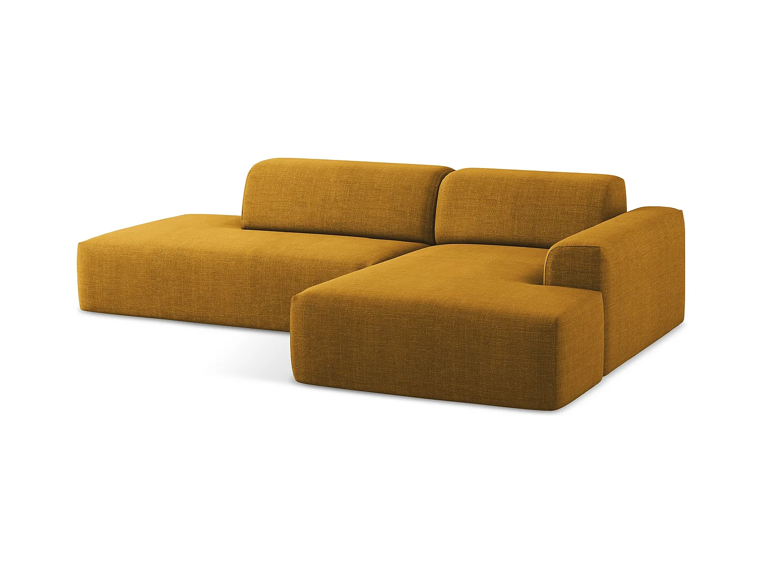 Modulaire hoekbank links van mosterdgeel textuurstof - KELI