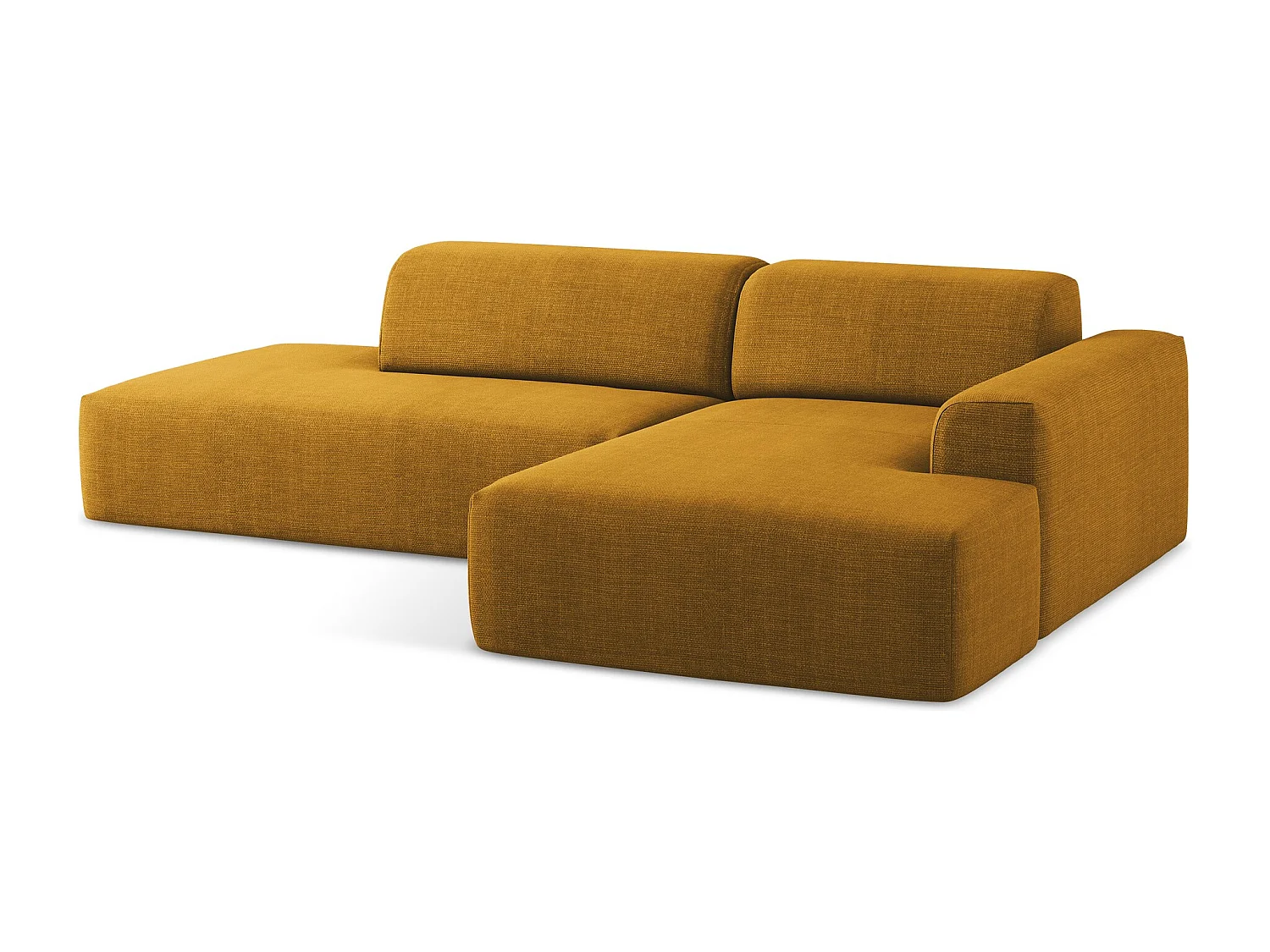 Modulaire hoekbank links van mosterdgeel textuurstof - KELI