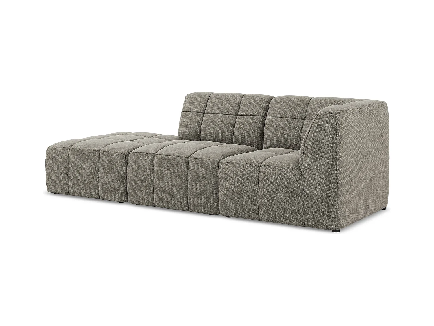 Canapé d'angle 3 places modulaire gauche en tissu bouclette - gris - ALOHA