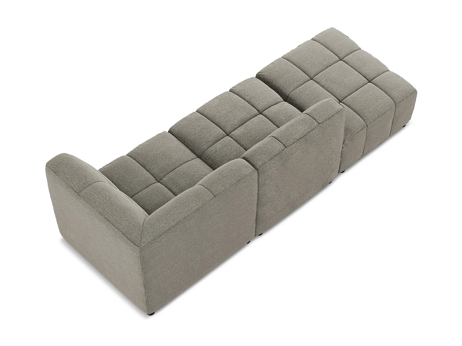 Canapé d'angle 3 places modulaire gauche en tissu bouclette - gris - ALOHA