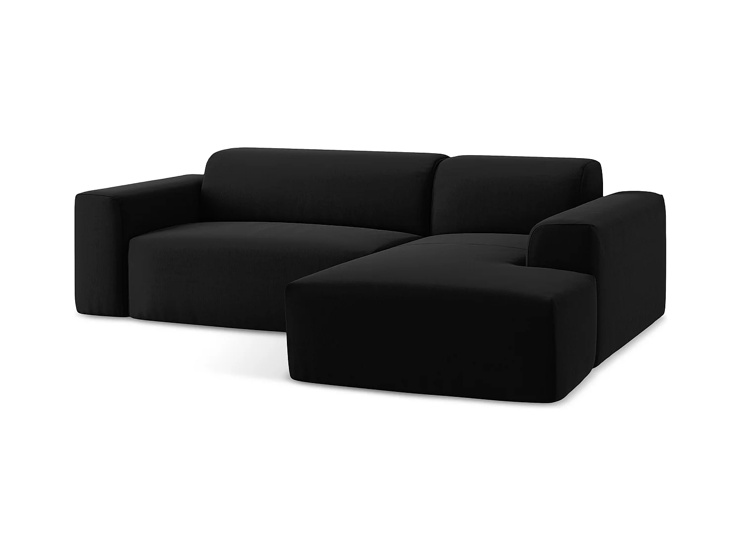 Narożnik prawostronny - z tkaniny welwetowej - czarny - KELI