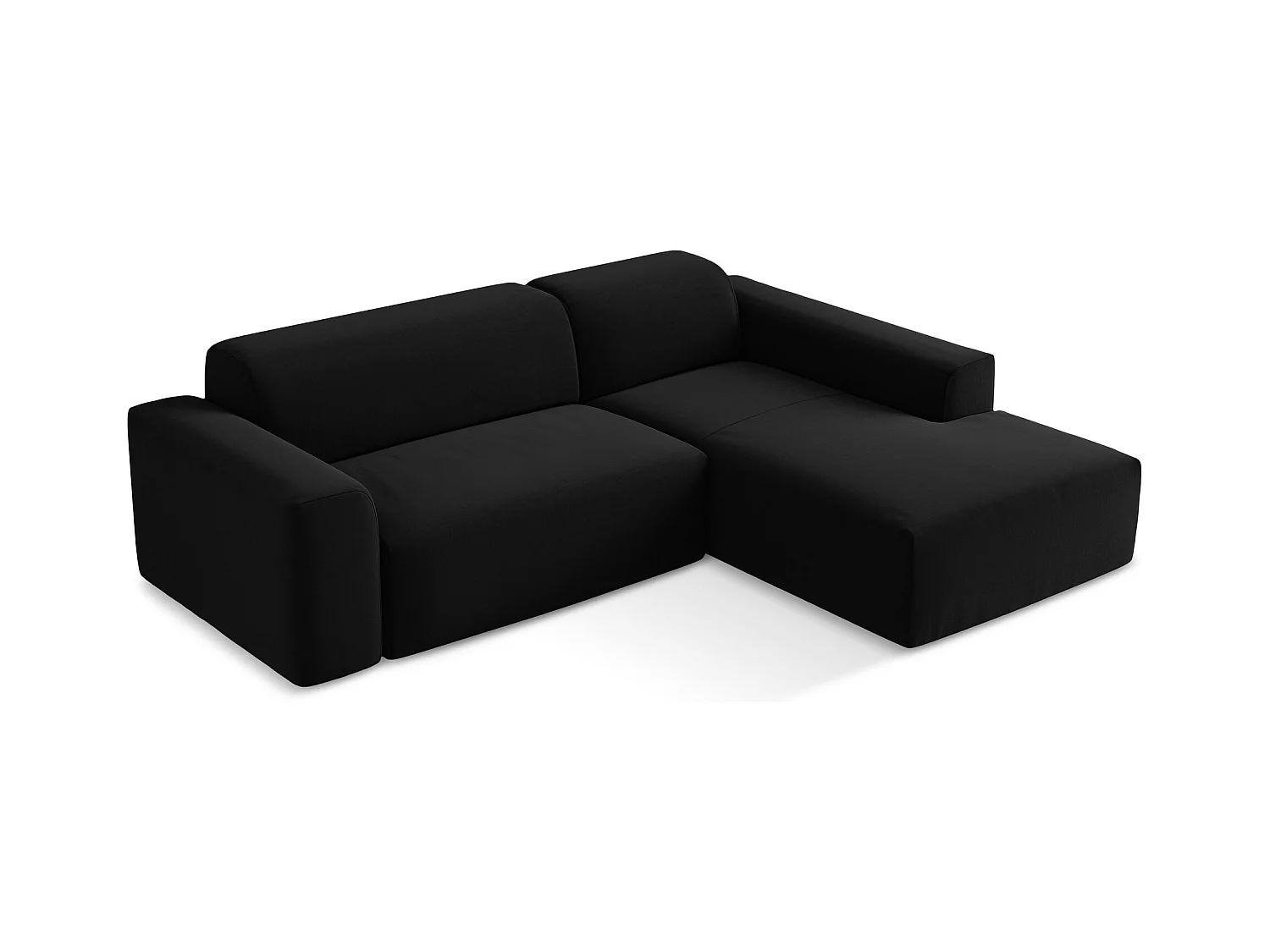 Narożnik prawostronny - z tkaniny welwetowej - czarny - KELI