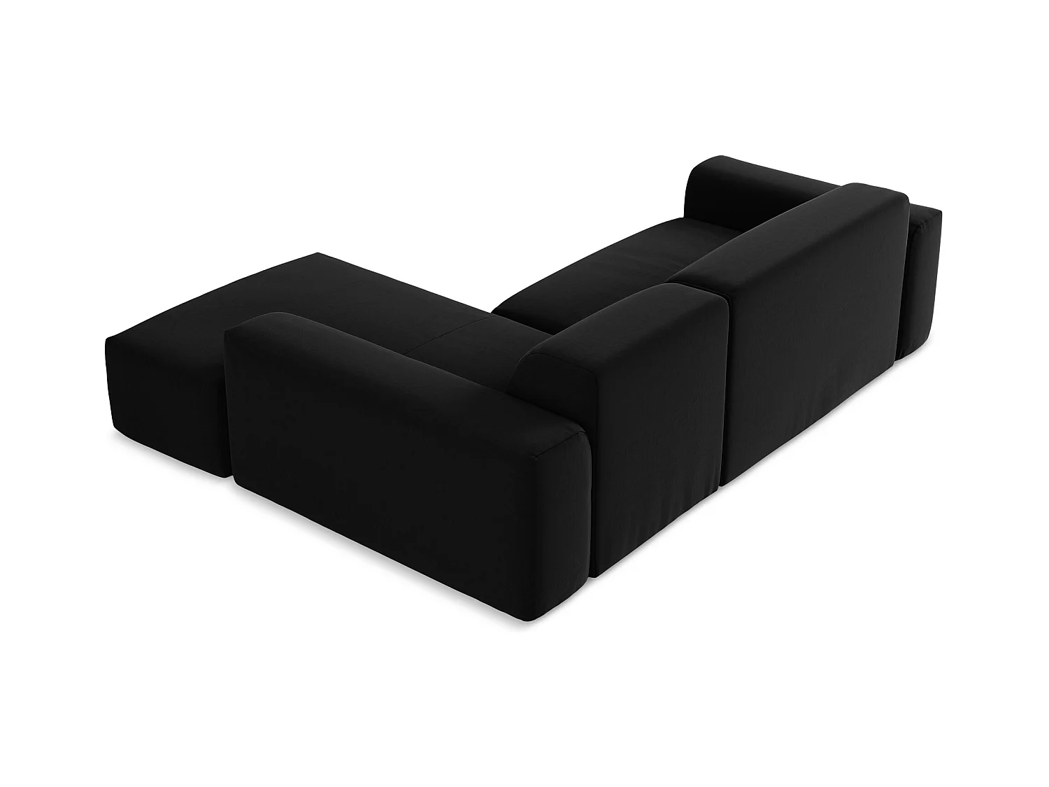 Narożnik prawostronny - z tkaniny welwetowej - czarny - KELI