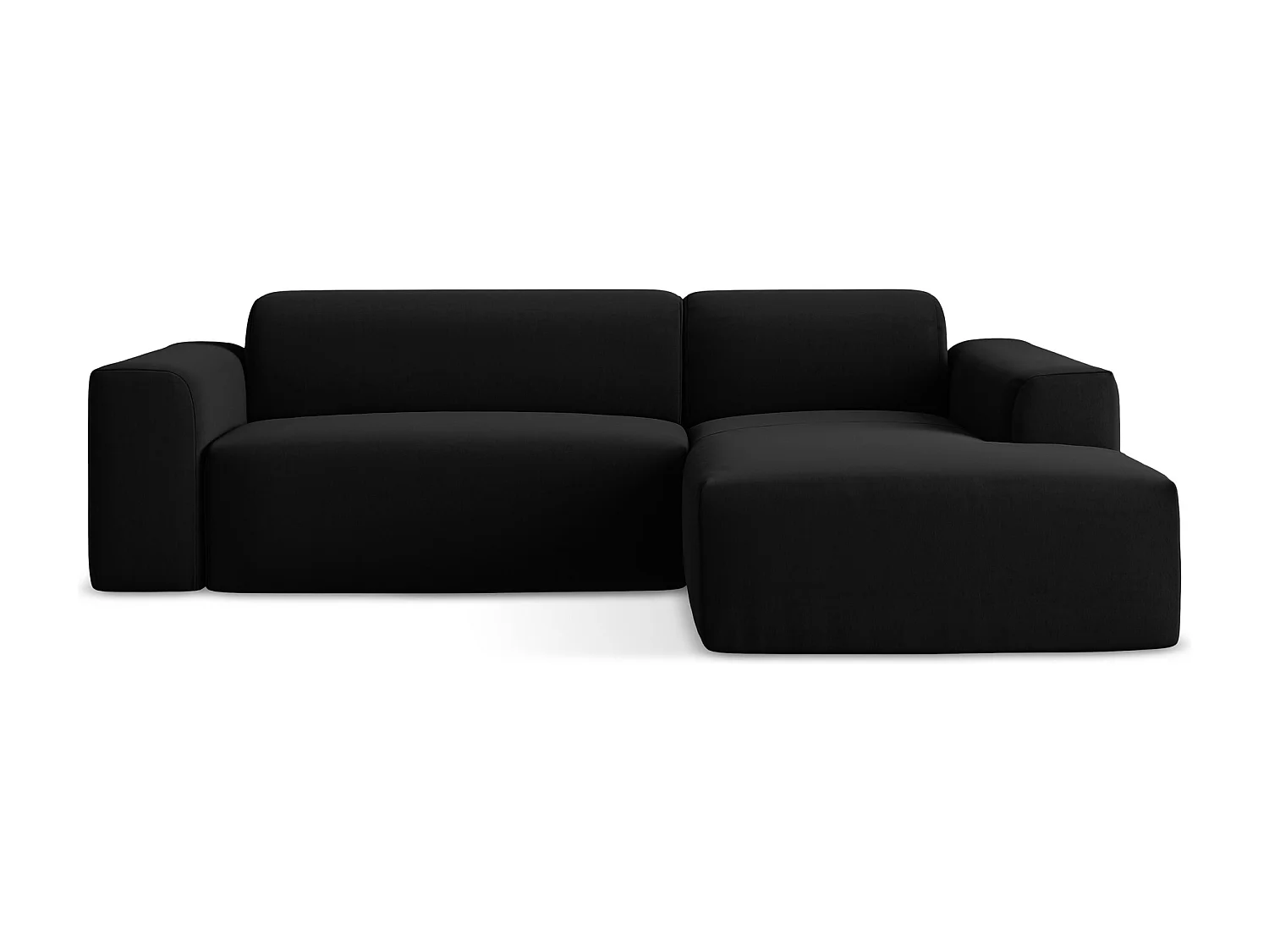 Canapé d'angle 3 places modulaire droit en velours - noir - KELI