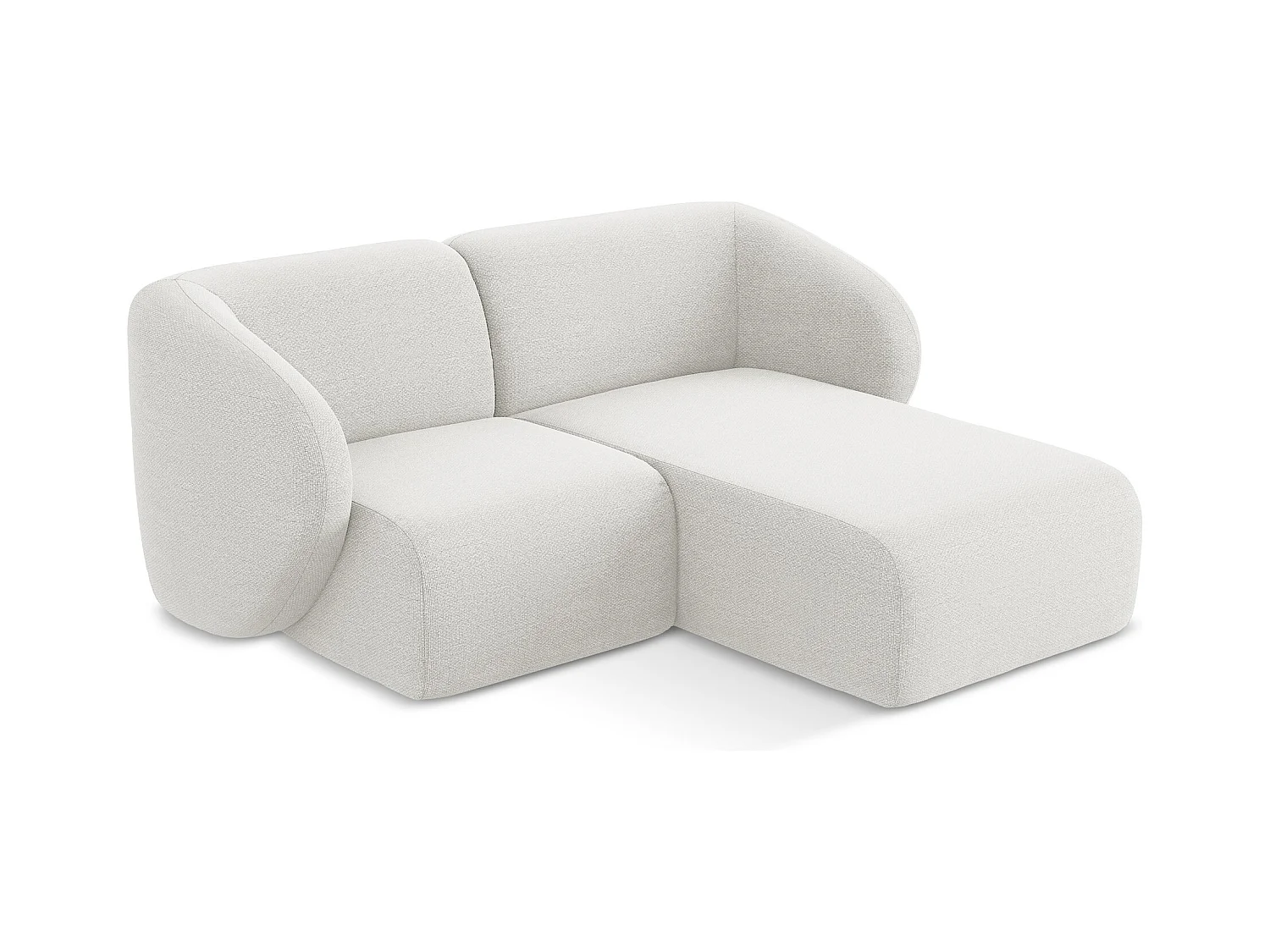 Modulaire hoekbank rechts van wit bouclé - LANI