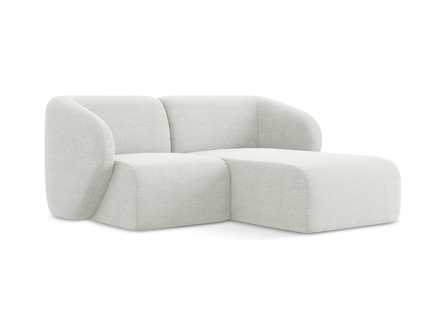 Canapé d'angle 2,5 places modulaire droit en tissu bouclette - blanc - LANI
