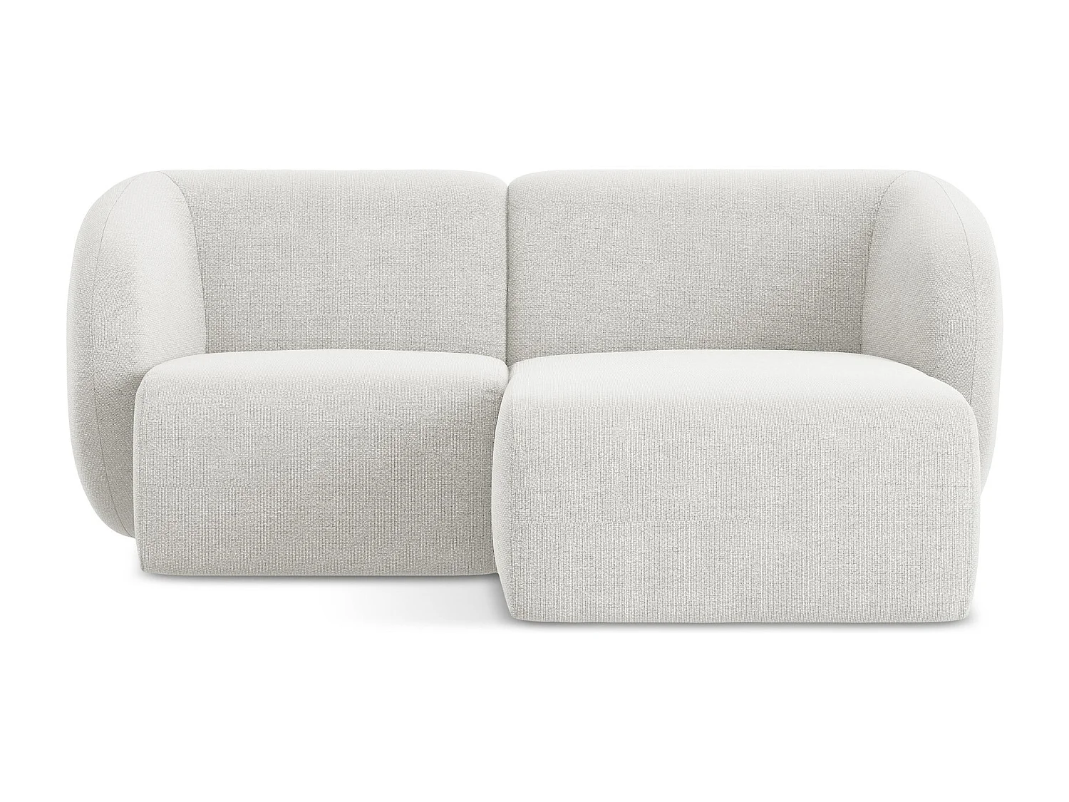 Canapé d'angle 2,5 places modulaire droit en tissu bouclette - blanc - LANI