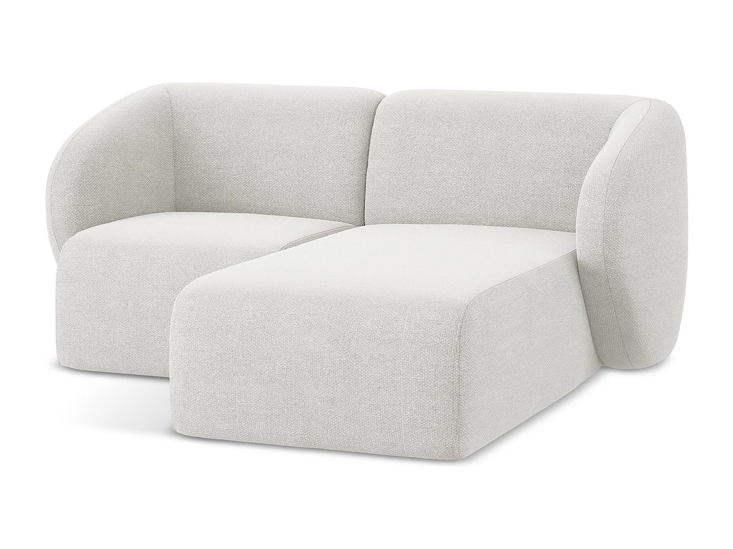 Canapé d'angle 2,5 places modulaire droit en tissu bouclette - blanc - LANI